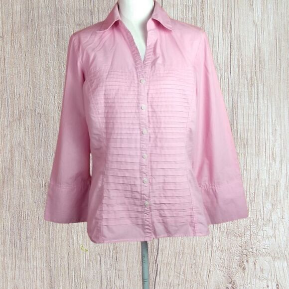 Zac & Rachel button down  long sleeve blouse, pleated - Picture 2 of 6